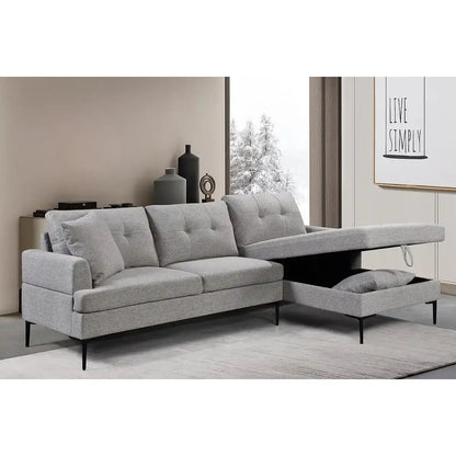 Gray sectional sofa with a pull-out bed 