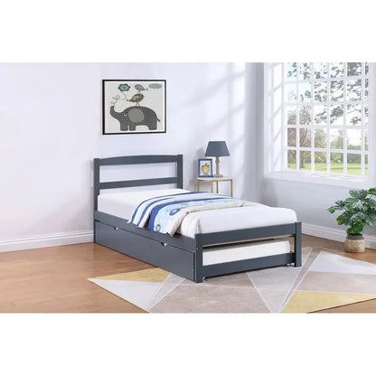 Grey Mission Style Single Bed with Storage