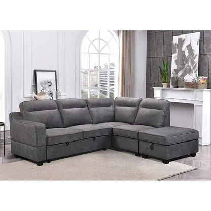 Soft Grey Sofa Bed Sectional with Storage Option In Quebec. For Sale