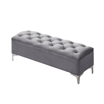 Grey tufted bench 