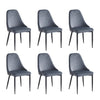 Set of six grey velvet dining chairs with black legs 