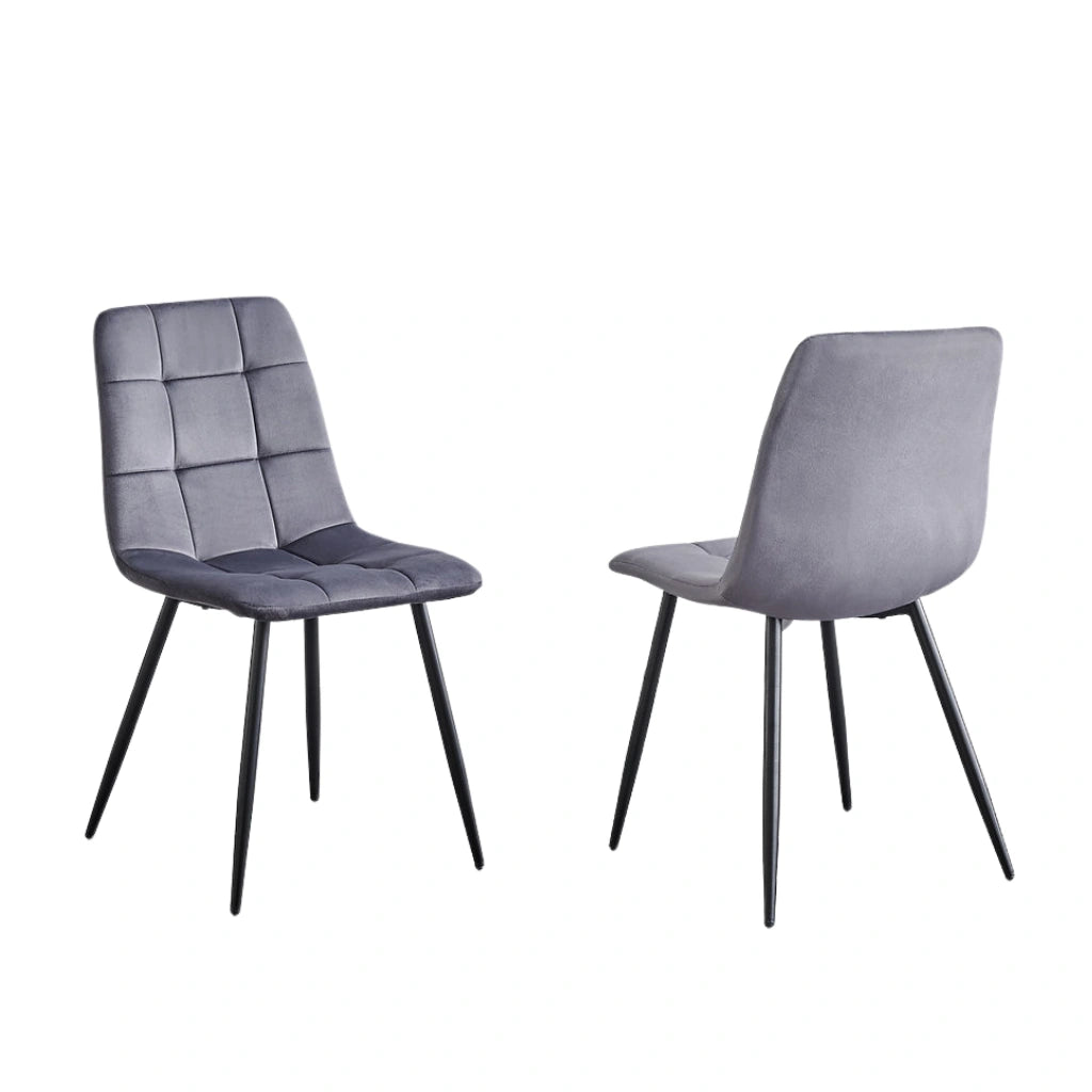 Grey Velvet Dining Chair Set
