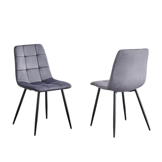 Grey Velvet Dining Chair Set
