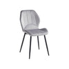 Gray upholstered dining chair with black legs 