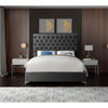Grey Velvet Double Bed with Tufting