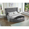 Grey Velvet King Bed with Deep Tufting