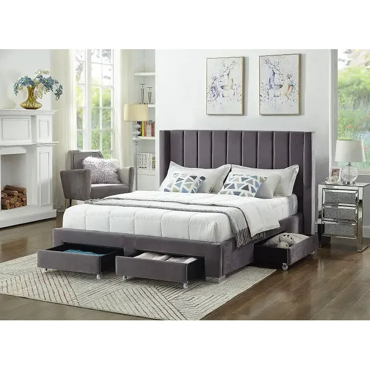 Grey King Storage Bed with Drawers