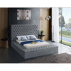 Grey Velvet King Storage Bed with Tufted Headboard 