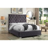 Grey Velvet Queen Bed with Tufted Headboard