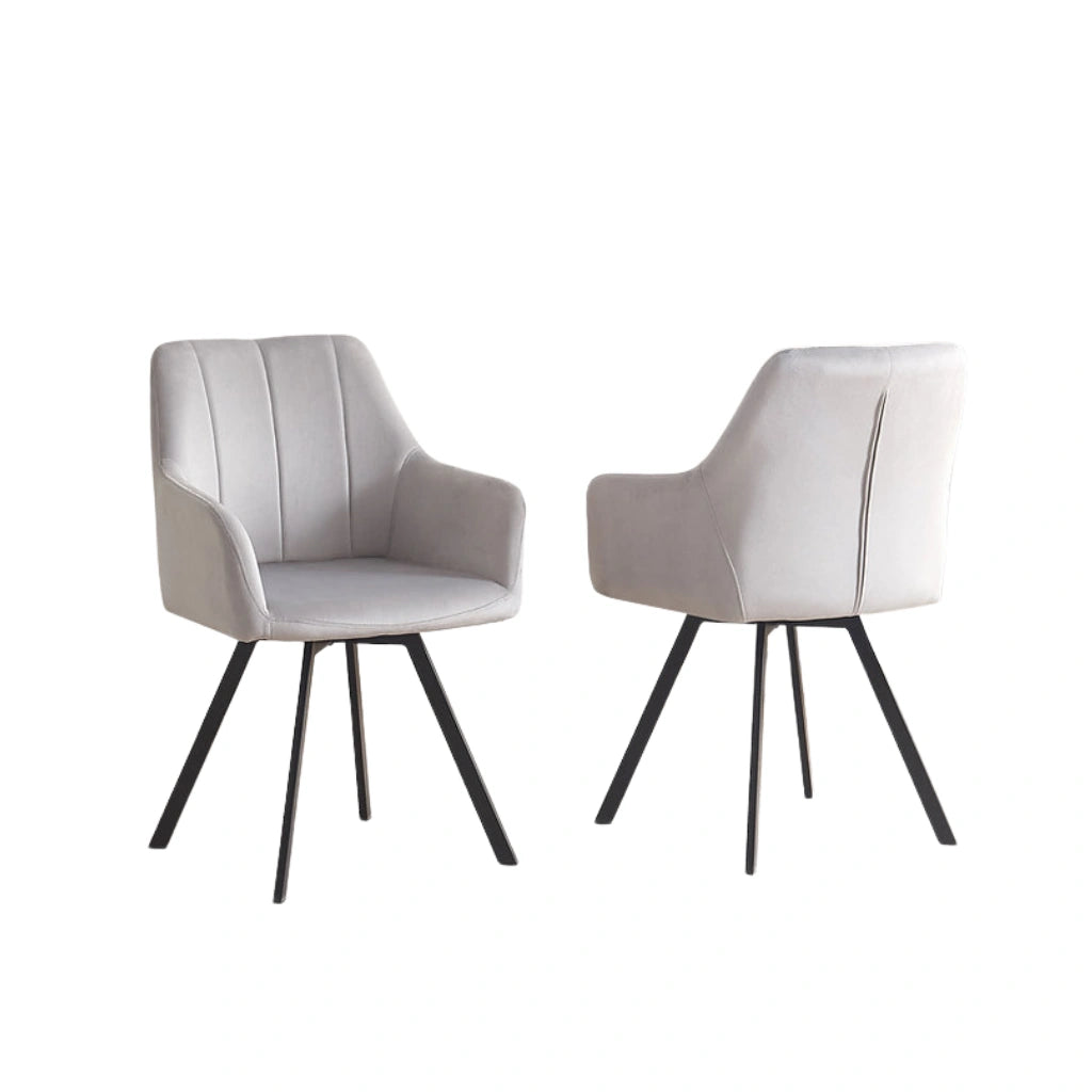 Set of two grey dining chair with black legs 