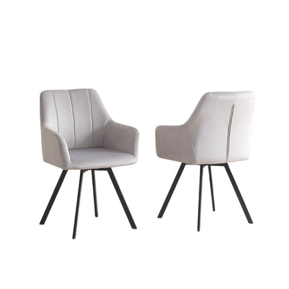 Set of two grey dining chair with black legs 