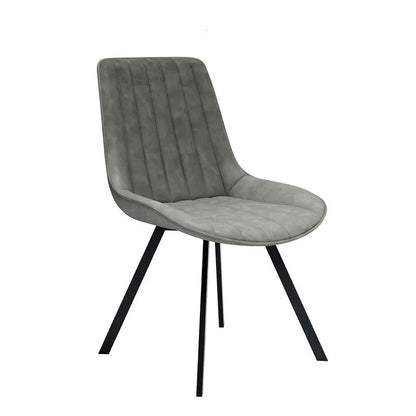 Grey dining chair with black legs 