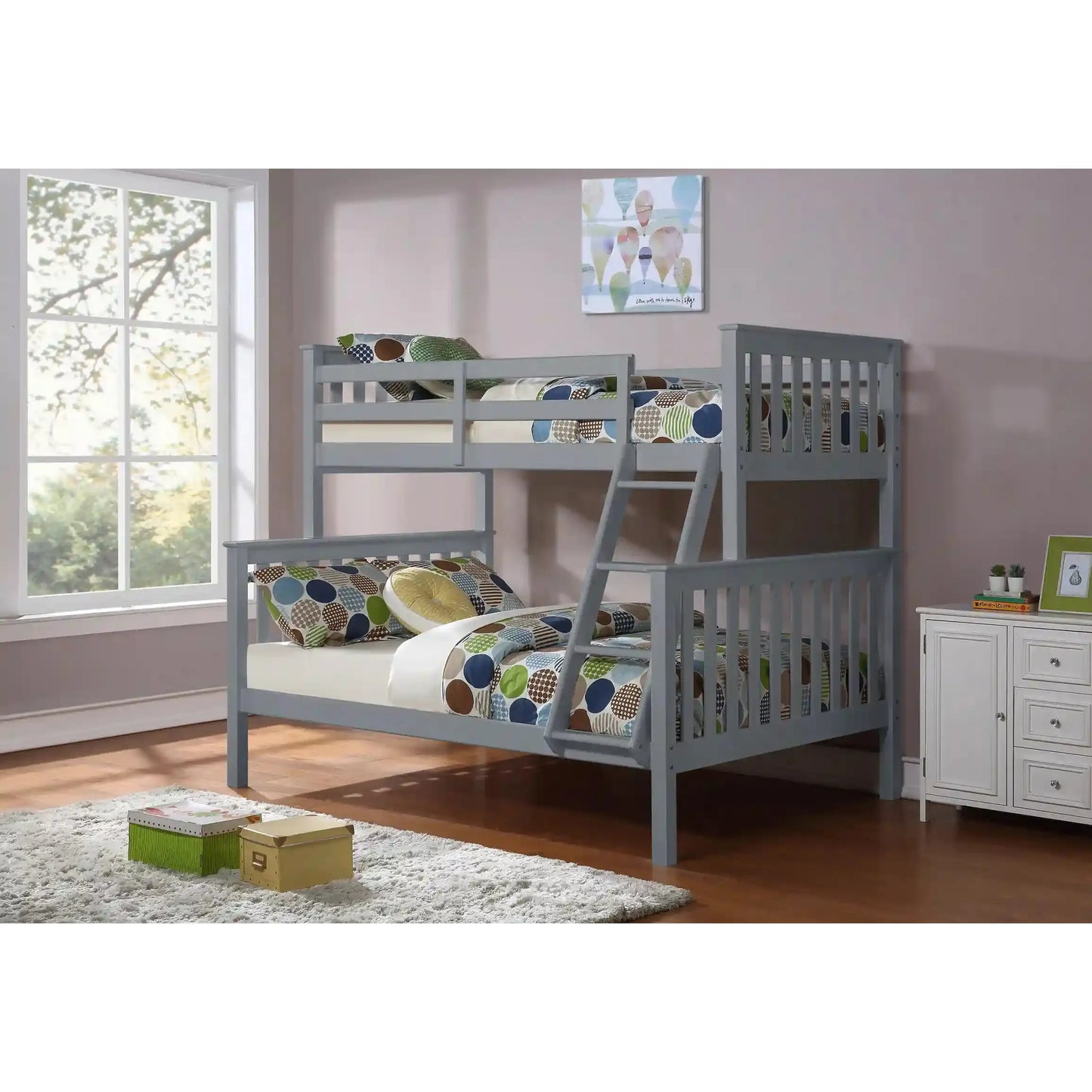 Grey single/double bunk bed 