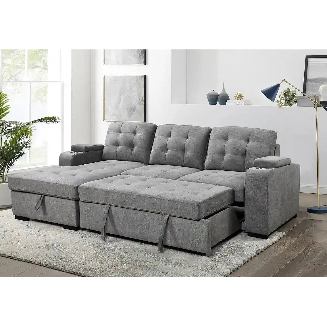 Soft Grey Sofa Bed Sectional with Storage option
