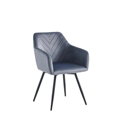 Grey velvet armchair with black legs 