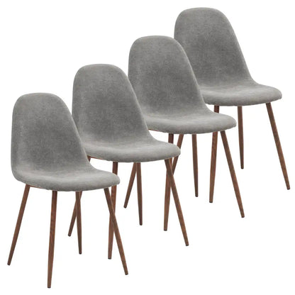 Rocca/Lyna 5pc Glass Dining Table Set – Beige Upholstered Chairs