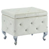 Monique Velvet Storage Ottoman in Blush Pink with Chrome Legs