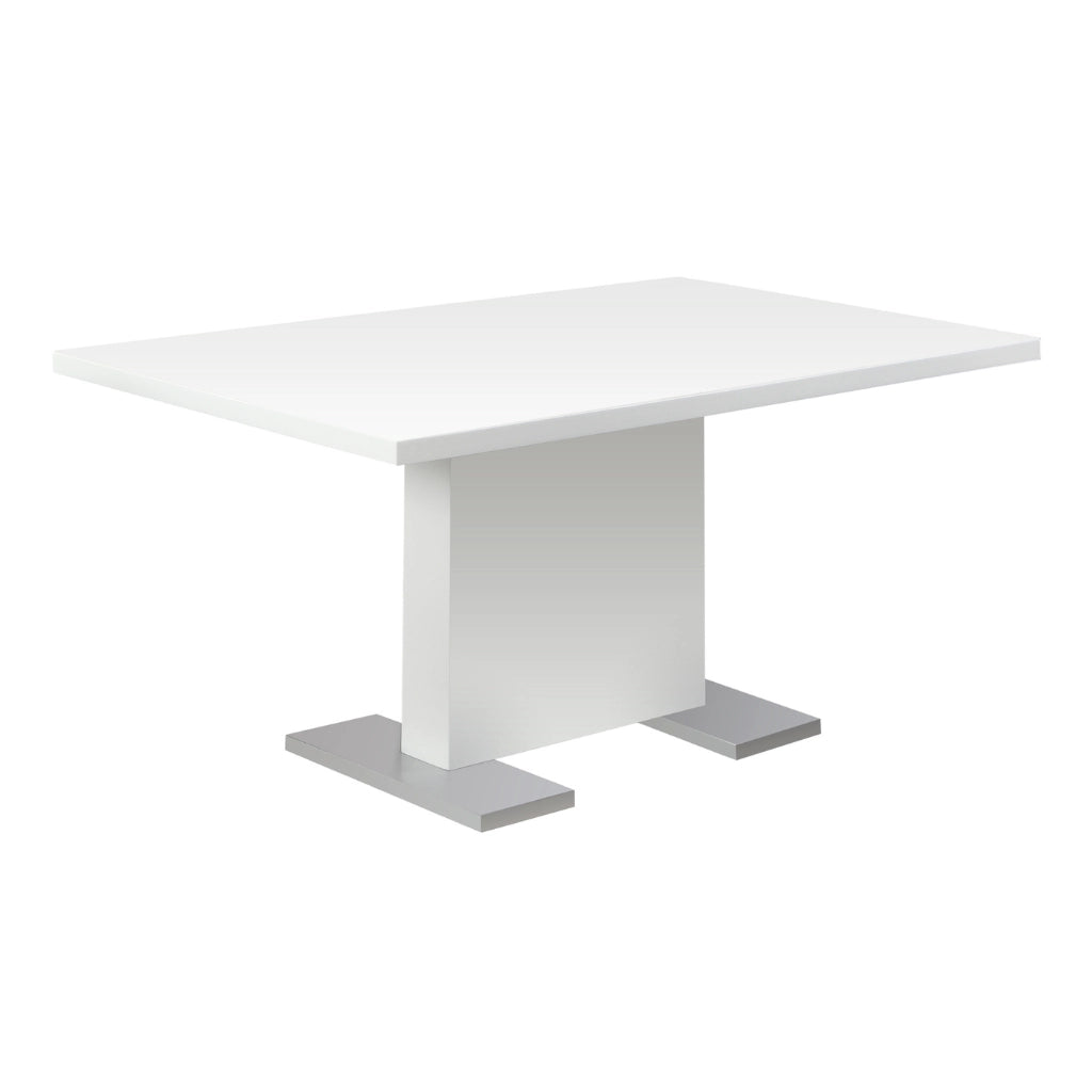 Modern High Glossy White Dining Table, with Chrome-Look Legs