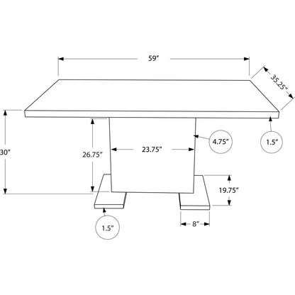Modern High Glossy White Dining Table, with Chrome-Look Legs