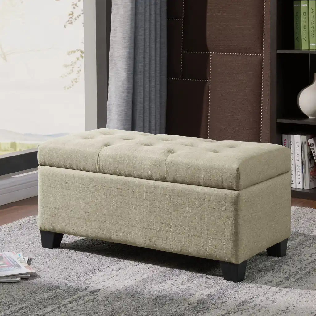 Harper Rectangular Storage Ottoman Bench – Tufted Lid & Deep Storage
