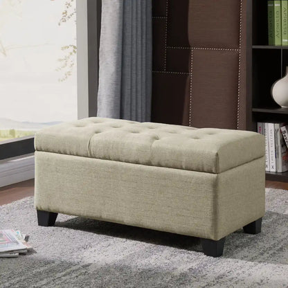 Harper Rectangular Storage Ottoman Bench – Tufted Lid & Deep Storage