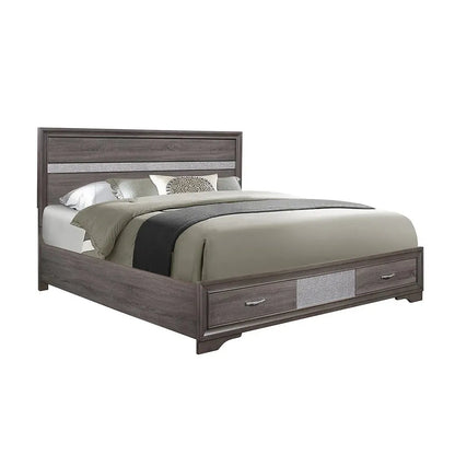 Wooden bed with storage drawers 