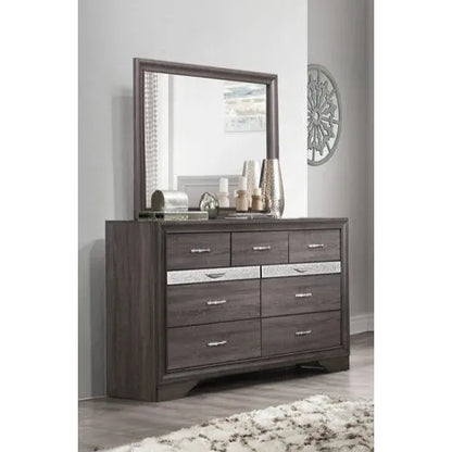 Grey Wooden dresser with mirror 
