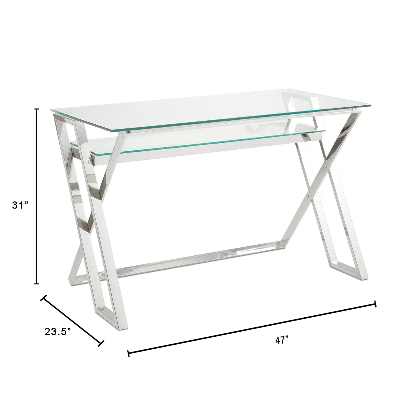 Harvey Modern Glass Office Desk – Steel Frame For Chic Home Offices