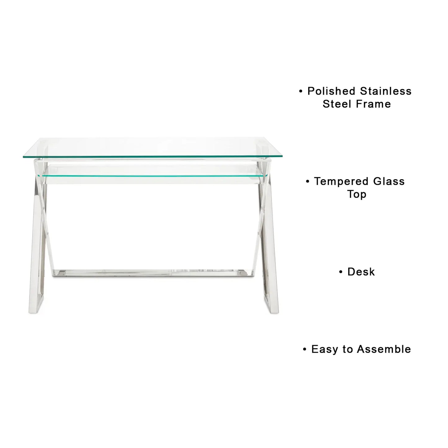 Harvey Modern Glass Office Desk – Steel Frame For Chic Home Offices