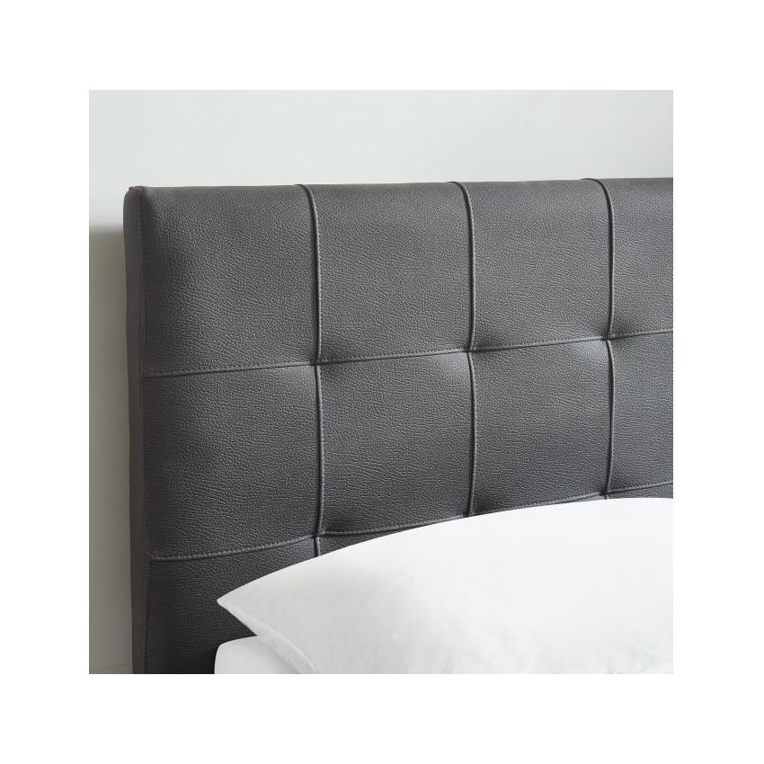 Extara 78" King Storage Platform Bed in Grey Faux Nubuck