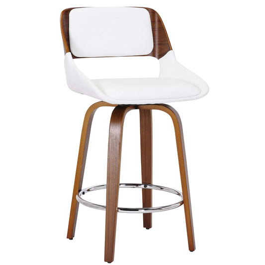 Hudson 26 White Swivel Counter Stool with Faux Leather Seat