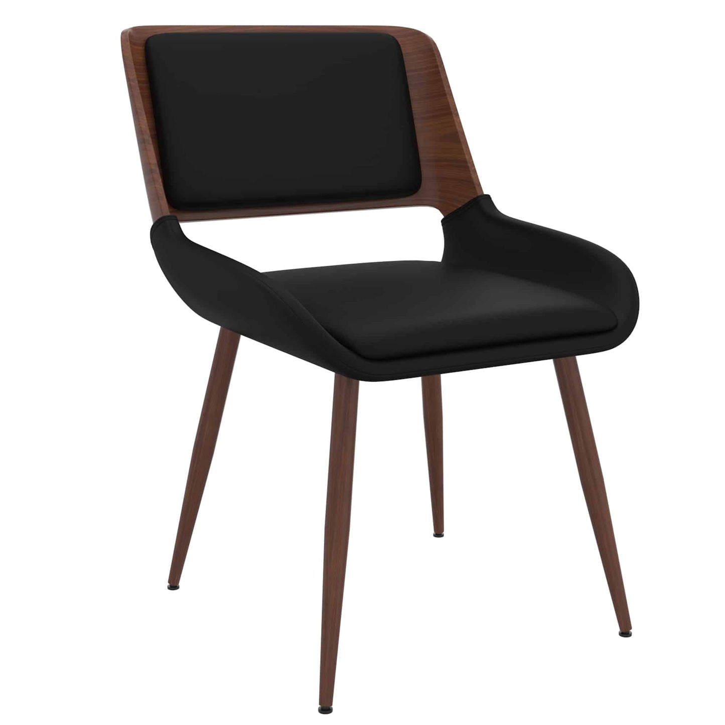 Hudson Mid-Century Modern Side Chair – Faux Leather Dining or Accent Chair