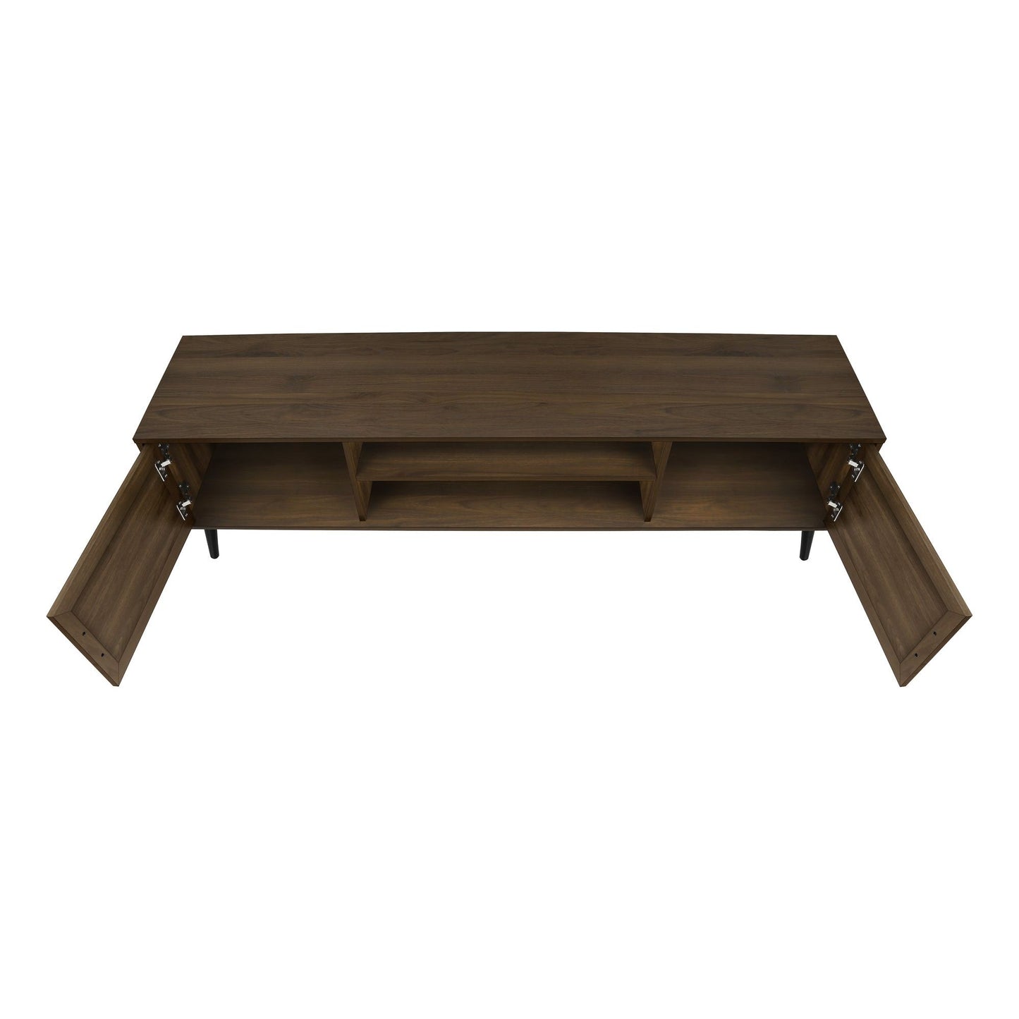 Open Door View Of  BROWN WOOD-LOOK TV STAND