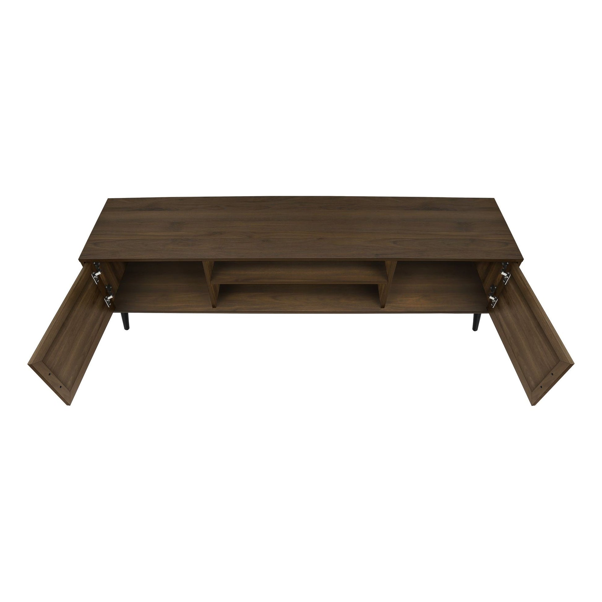 Open Door View Of  BROWN WOOD-LOOK TV STAND
