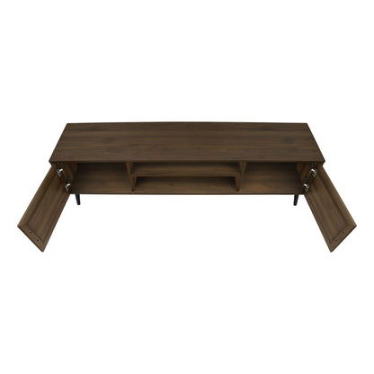 Open Door View Of  BROWN WOOD-LOOK TV STAND