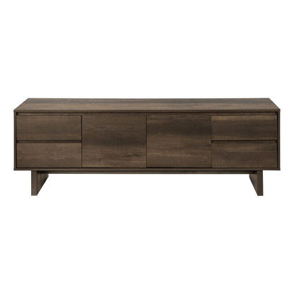 DARK BROWN WOOD-LOOK TV STAND WITH STORAGE DRAWERS