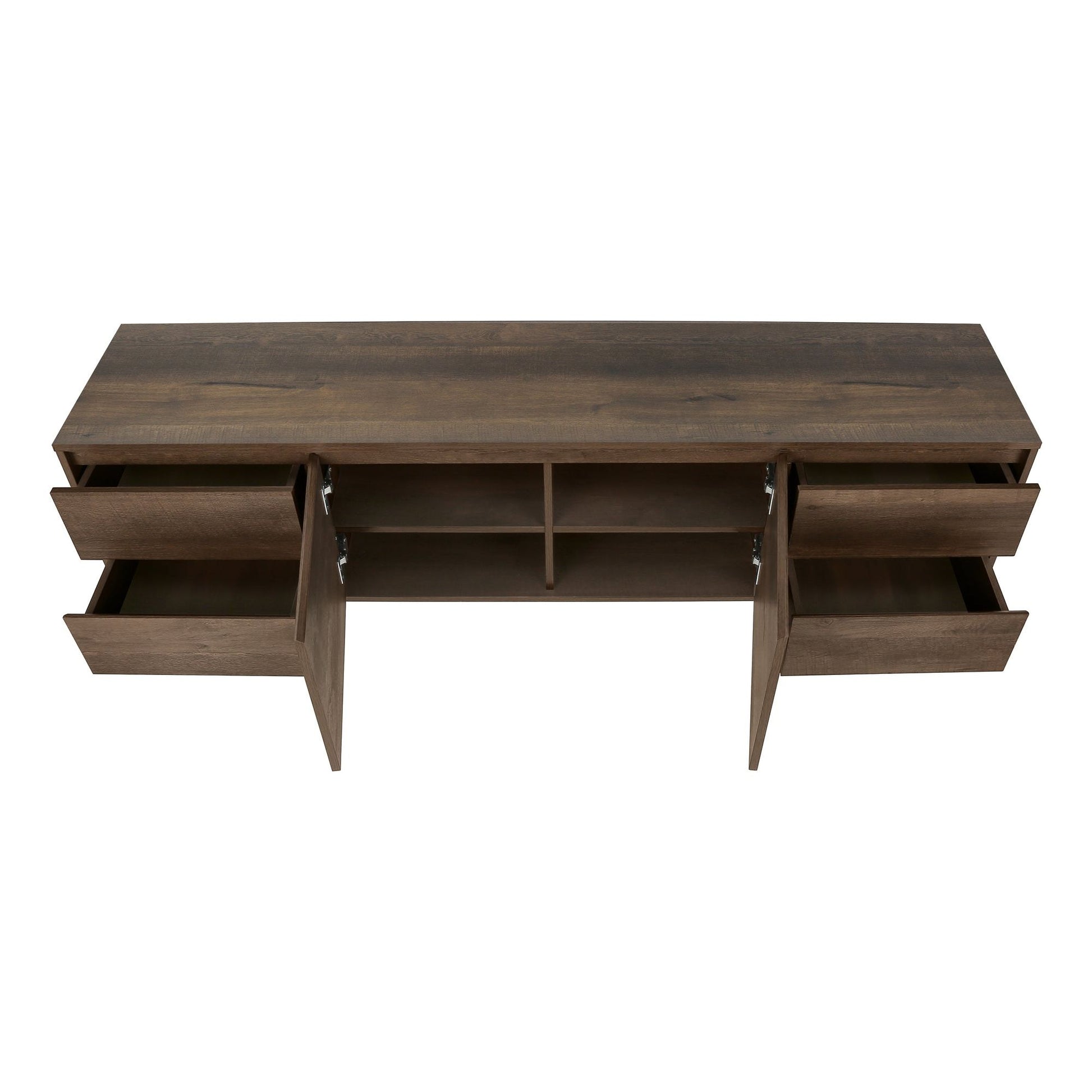 STORAGE OPTIONS OF DARK BROWN WOOD-LOOK TV STAND 