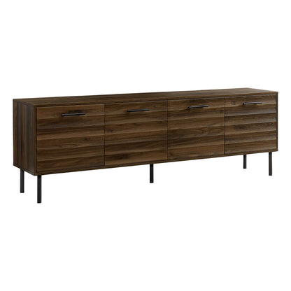 72"L  DARK BROWN WOOD-LOOK 4 DOORS TV STAND 