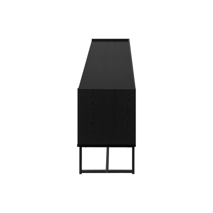 Side Profile Of BLACK COLOR TV STAND WITH 2 WOOD-LOOK DOORS