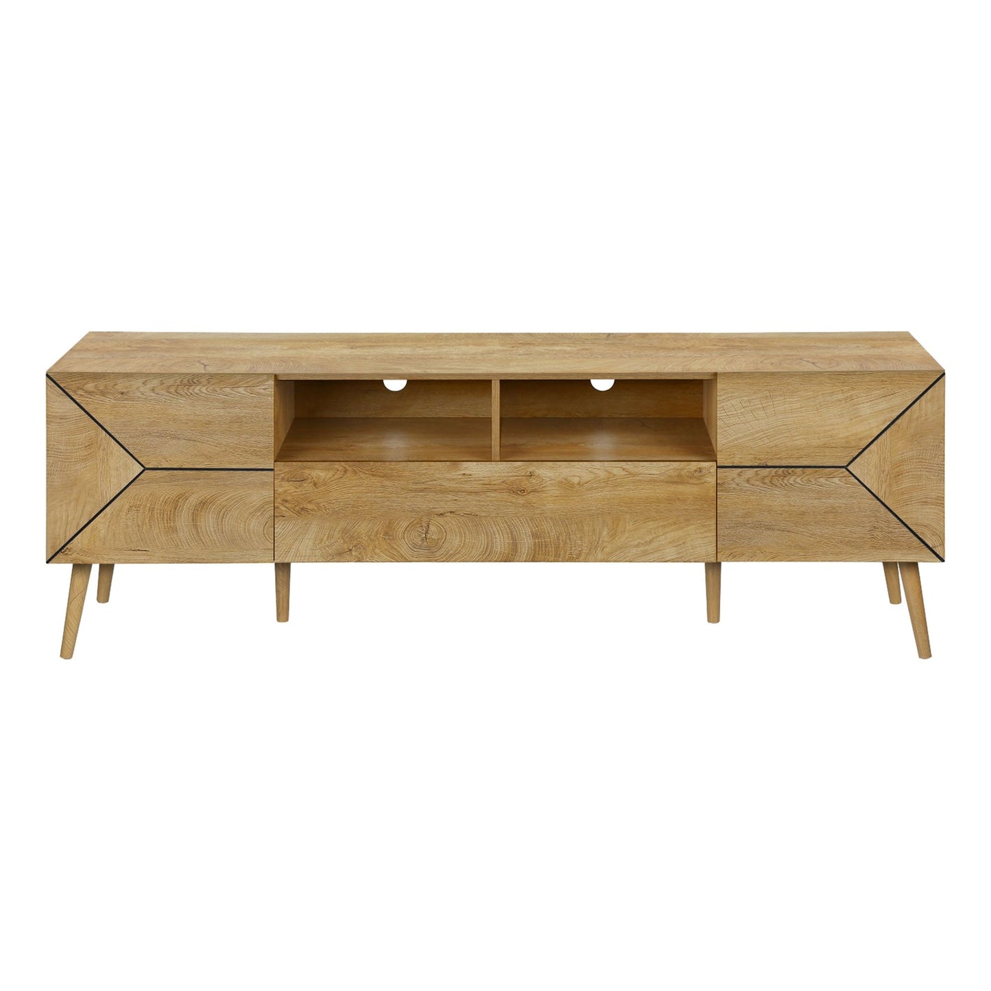 72"L WALNUT  TV STAND  WITH STORAGE OPTIONS