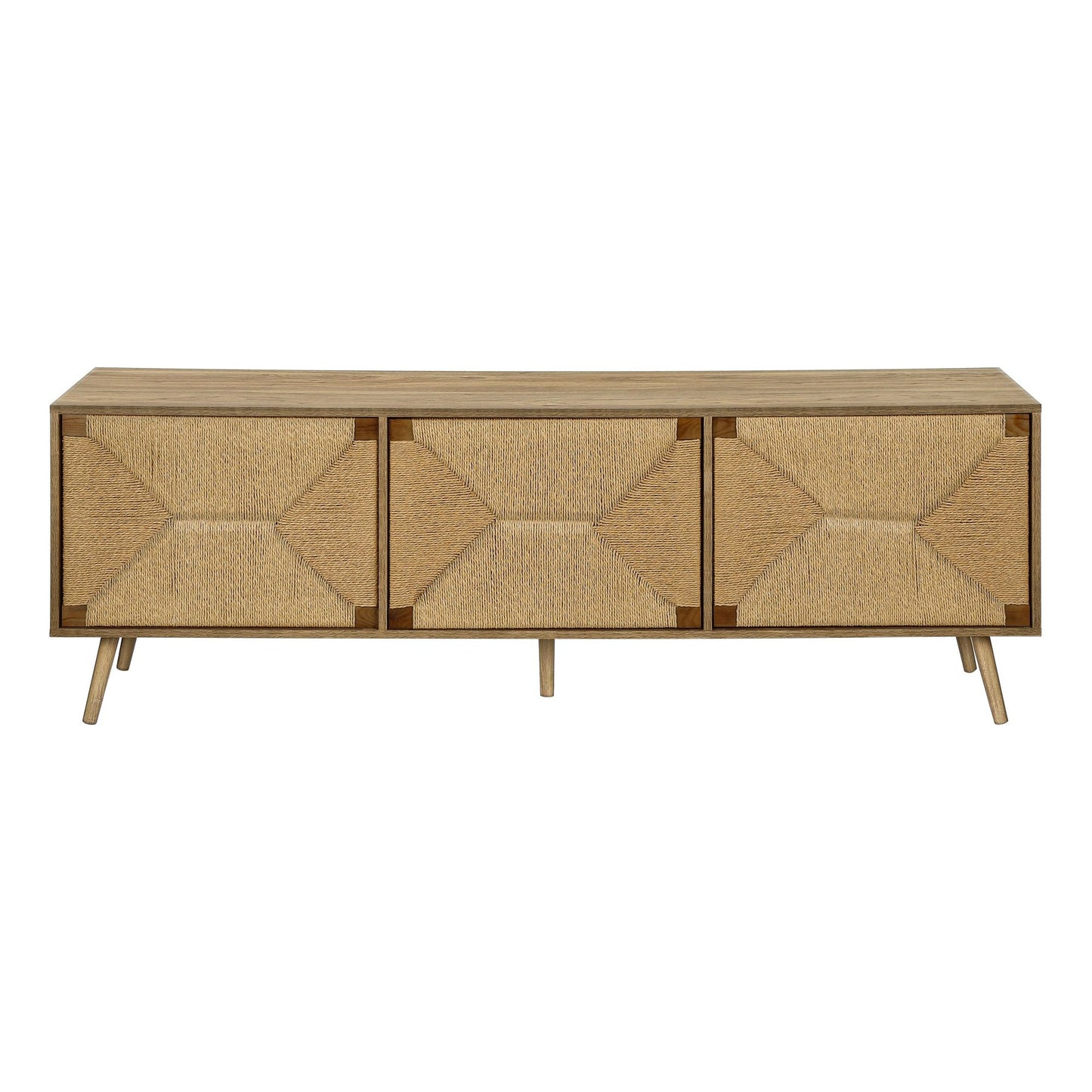  LIGHT WALNUT TV STAND WITH 3 DOORS