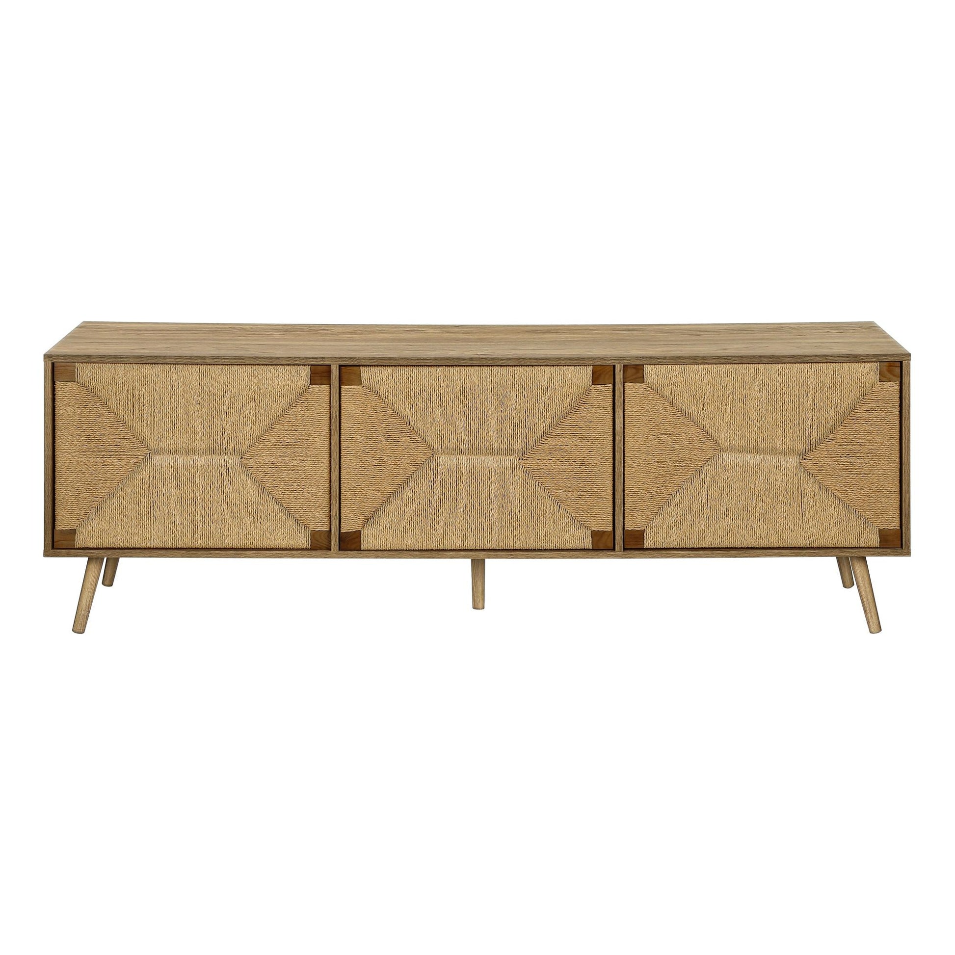  LIGHT WALNUT TV STAND WITH 3 DOORS
