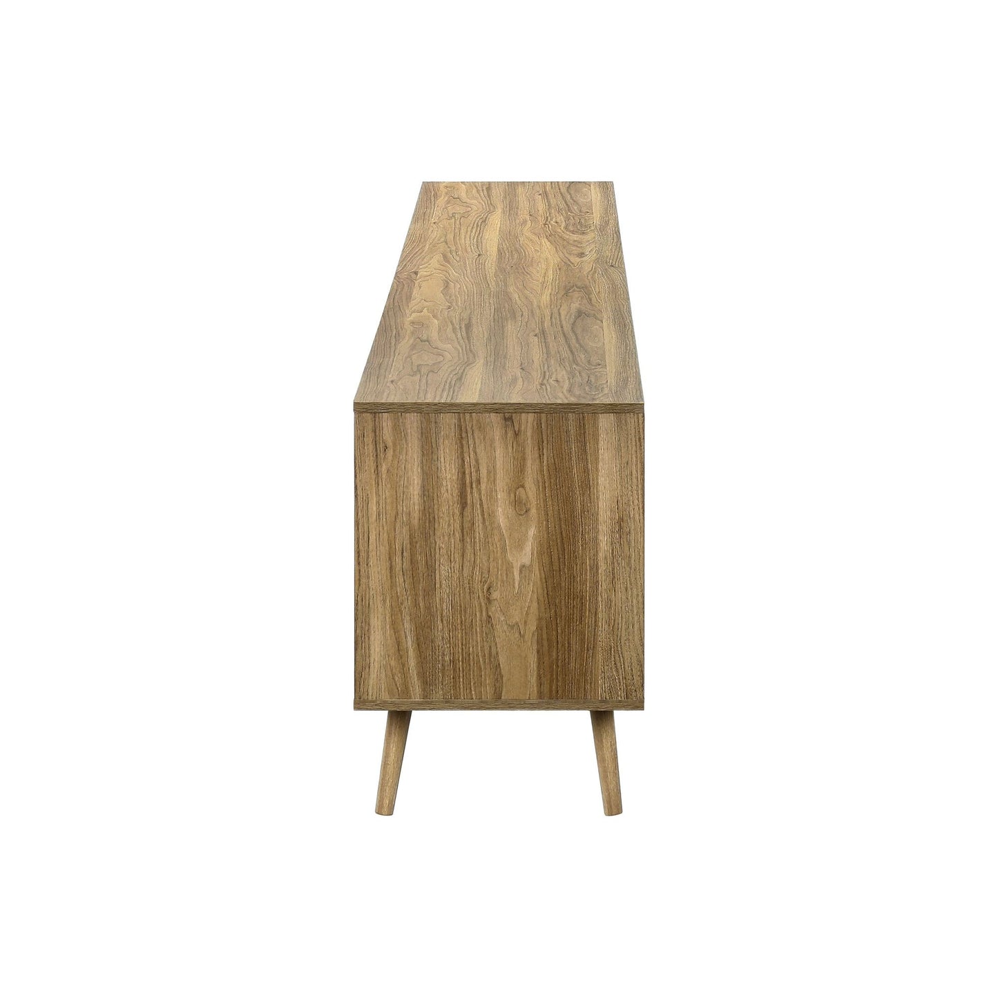 SIDE PROFILE OF 72"L LIGHT WALNUT TV STAND
