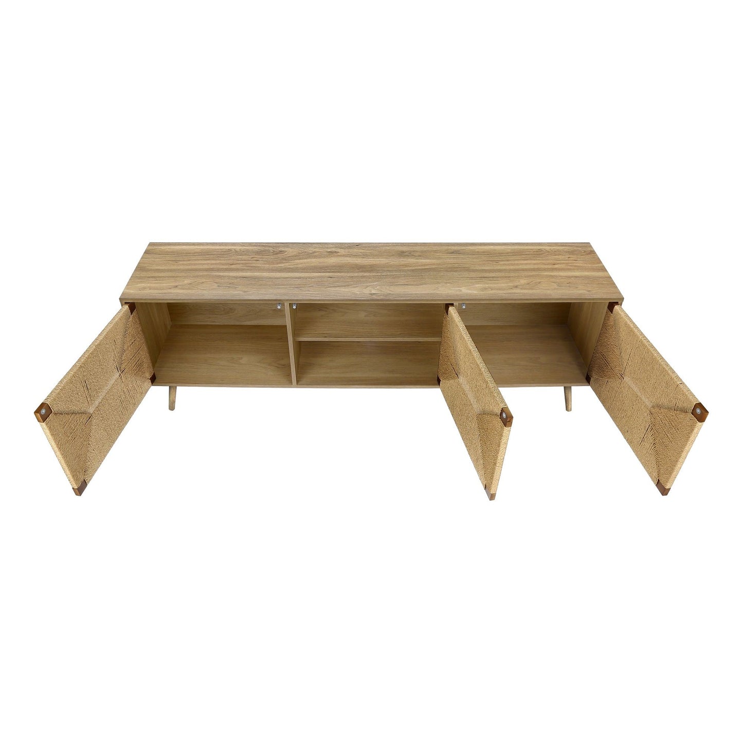 STORAGE OPTIONS OF 72"L LIGHT WALNUT TV STAND