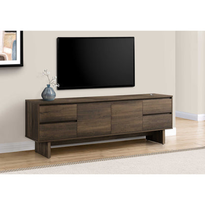 72"L DARK BROWN WOOD-LOOK TV STAND WITH STORAGE DRAWERS