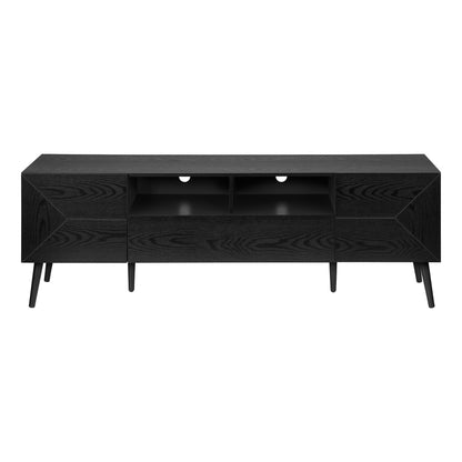 BLACK WOOD-LOOK TV STAND  WITH STORAGE