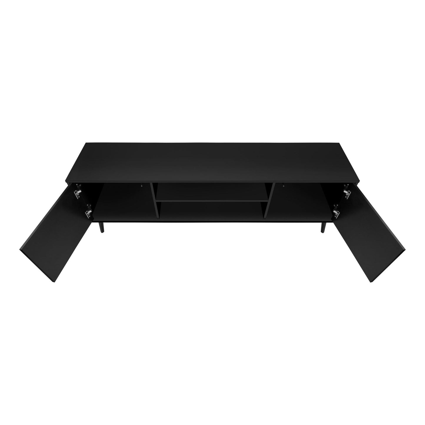 Open Doors View Of BLACK COLOR TV STAND WITH 2  DOORS 