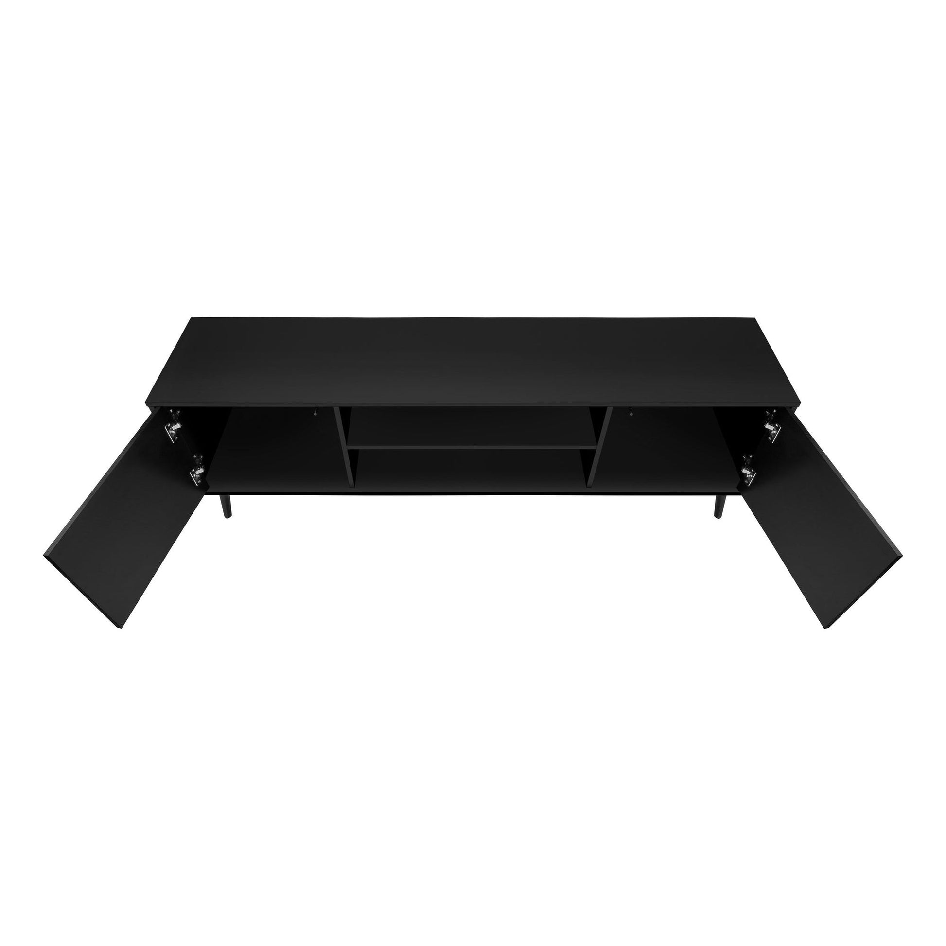 Open Doors View Of BLACK COLOR TV STAND WITH 2  DOORS 