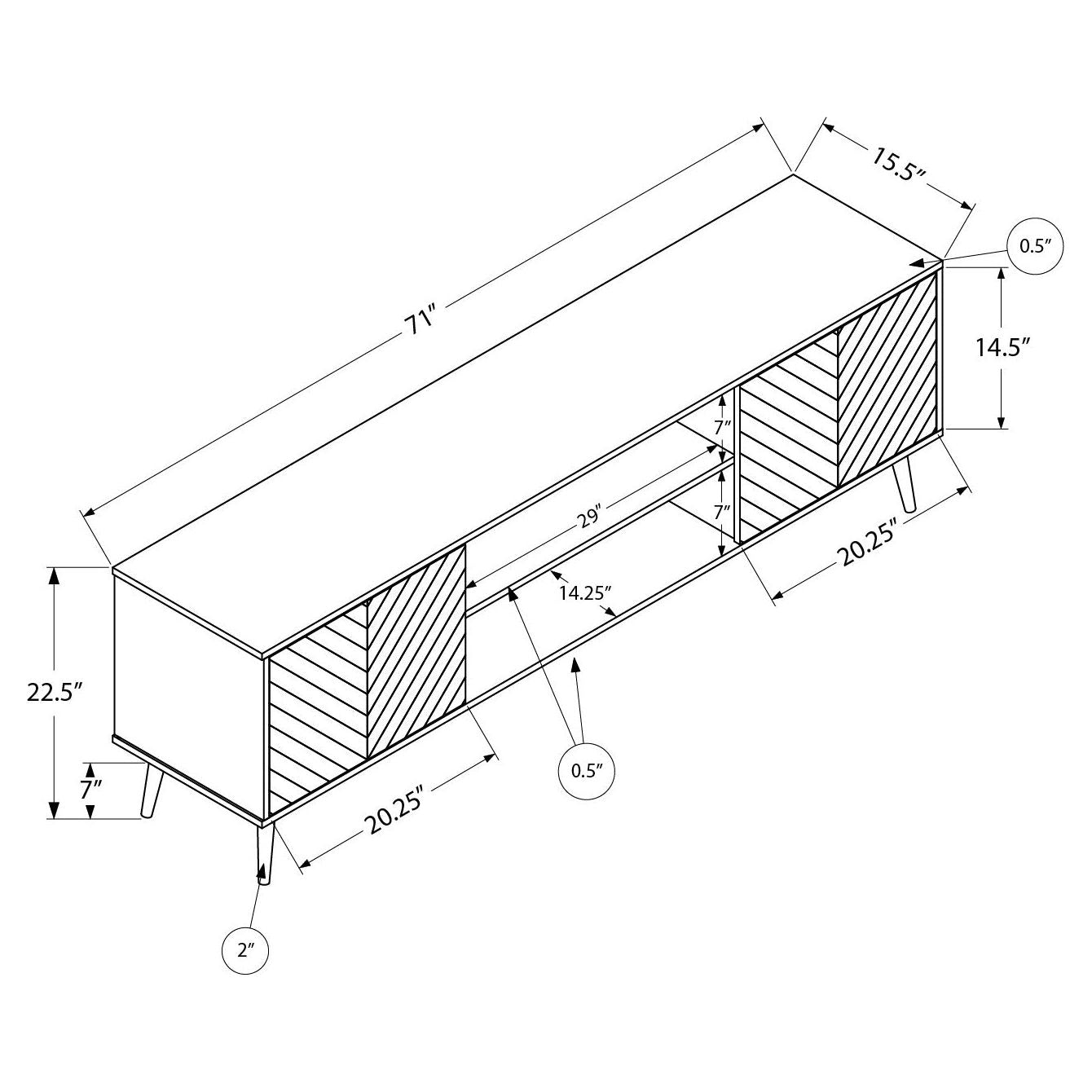 Dimensions Of BLACK TV STAND WITH 2 WOOD-LOOK DOORS FOR LIVING ROOM