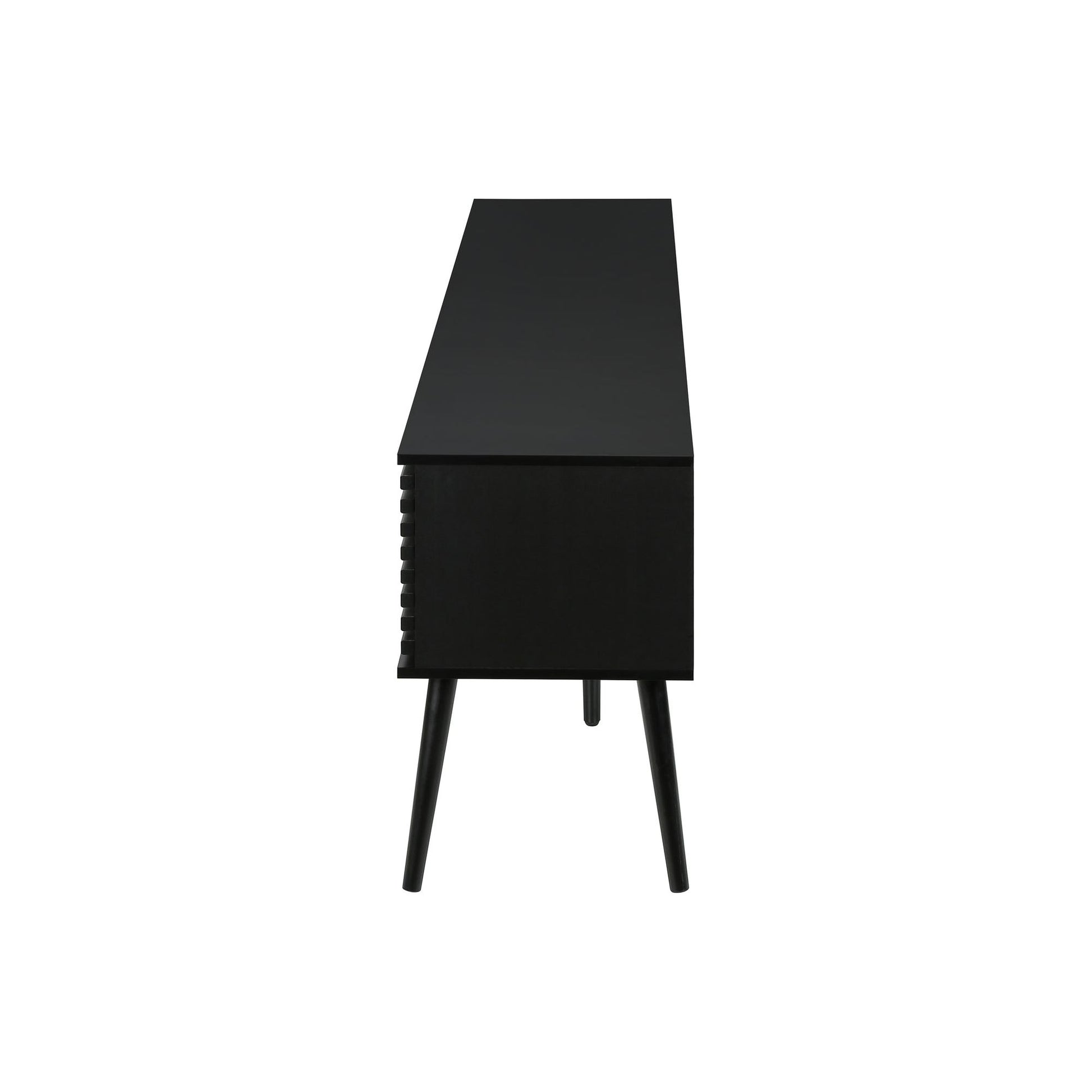 SIDE PROFILE OF 72"L BLACK COLOR TV STAND\
